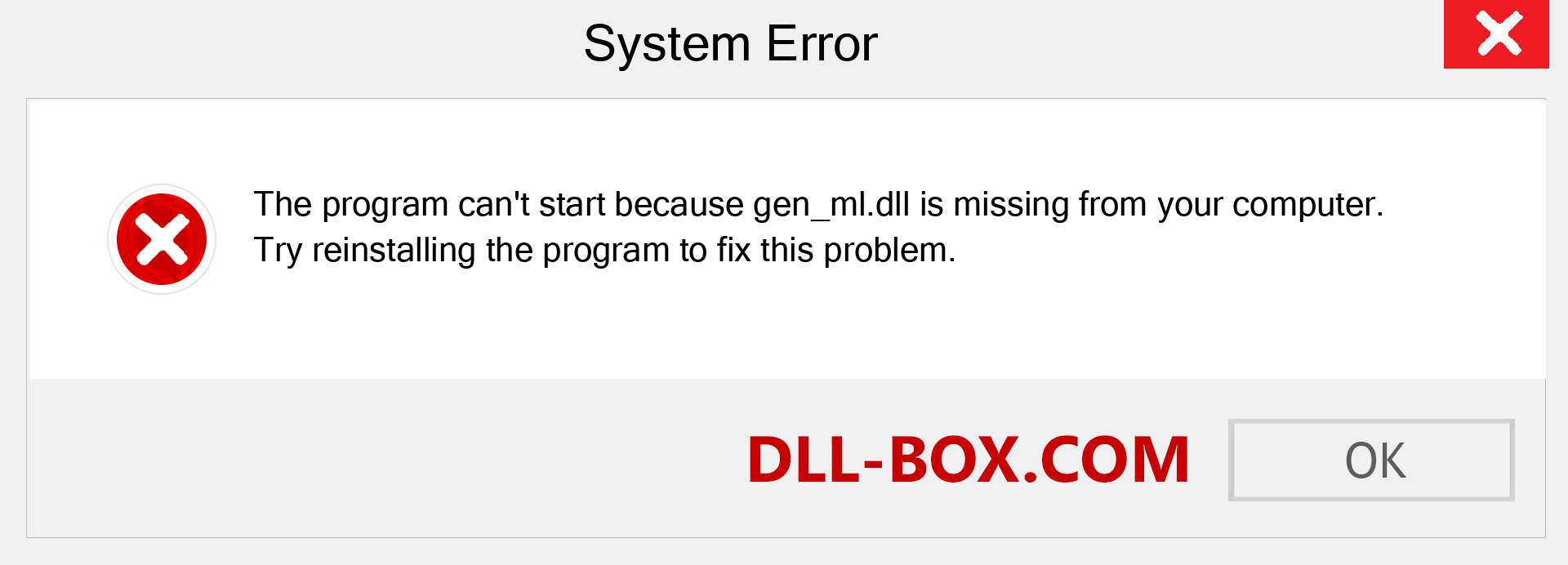  gen_ml.dll file is missing?. Download for Windows 7, 8, 10 - Fix  gen_ml dll Missing Error on Windows, photos, images
